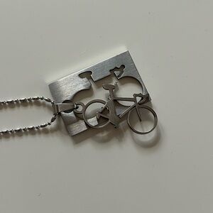 3D Cut-Out Bicycle Stainless Steel Pendant Necklace